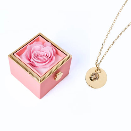 Caja Rosa Eterna & Collar Disco Personalizado