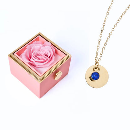 Caja Rosa Eterna & Collar Disco Personalizado