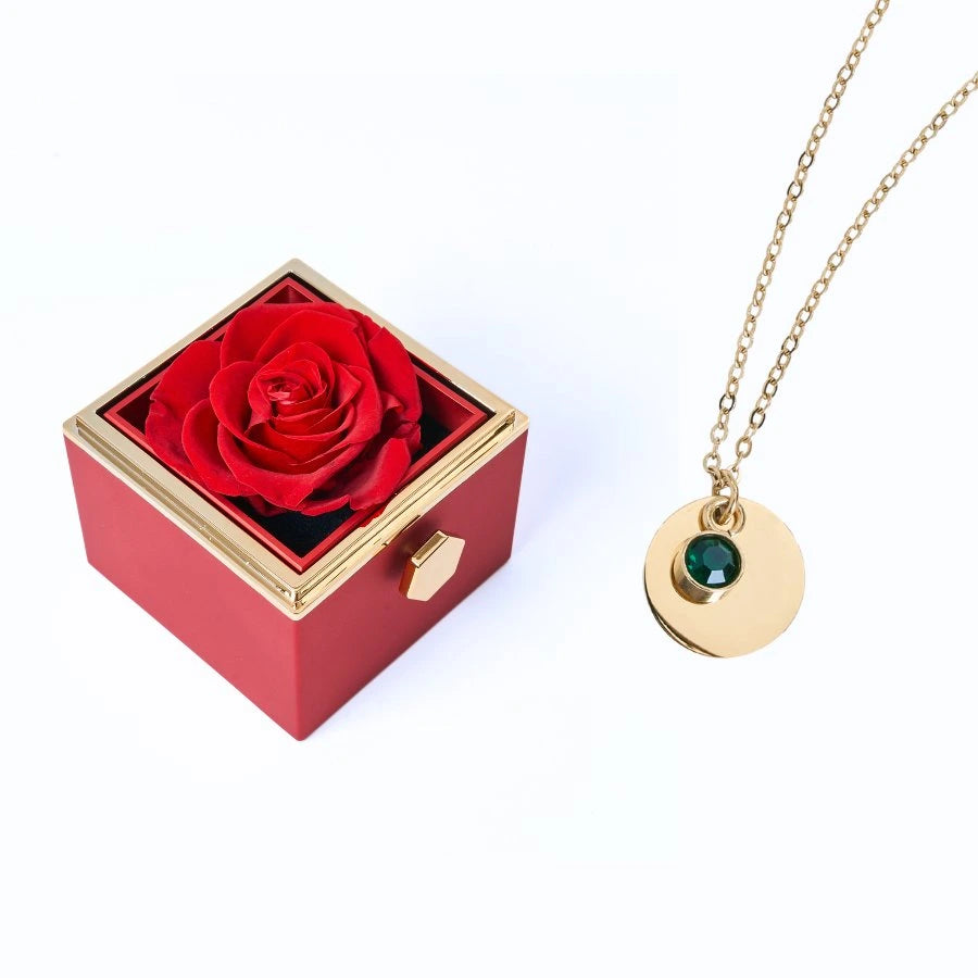 Caja Rosa Eterna & Collar Disco Personalizado
