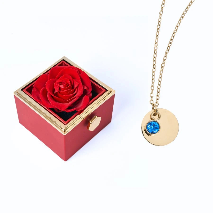 Caja Rosa Eterna & Collar Disco Personalizado