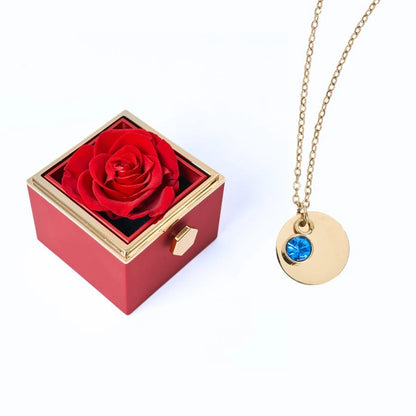 Caja Rosa Eterna & Collar Disco Personalizado