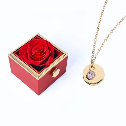 Caja Rosa Eterna & Collar Disco Personalizado
