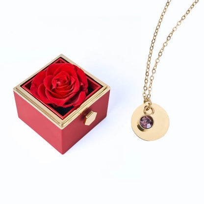 Caja Rosa Eterna & Collar Disco Personalizado