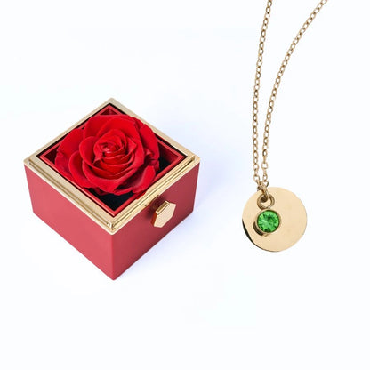 Caja Rosa Eterna & Collar Disco Personalizado