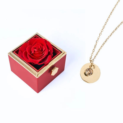 Caja Rosa Eterna & Collar Disco Personalizado