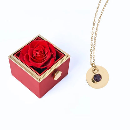 Caja Rosa Eterna & Collar Disco Personalizado