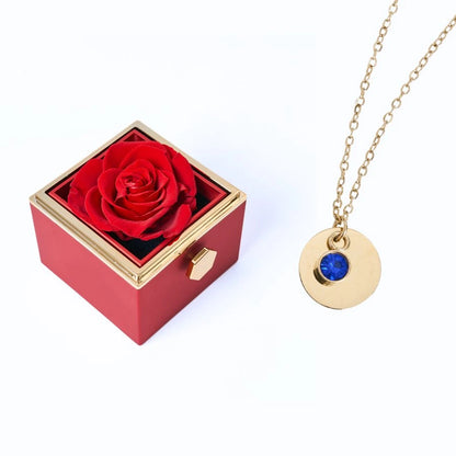 Caja Rosa Eterna & Collar Disco Personalizado