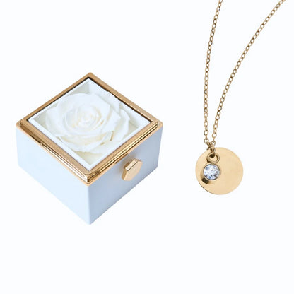 Caja Rosa Eterna & Collar Disco Personalizado