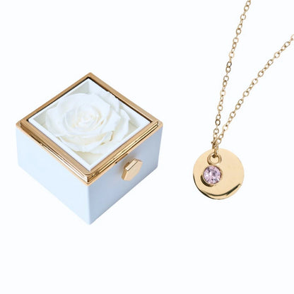 Caja Rosa Eterna & Collar Disco Personalizado