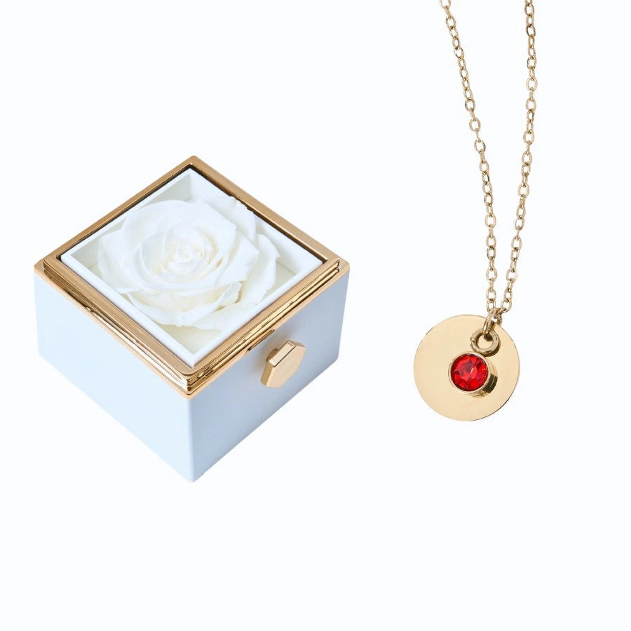 Caja Rosa Eterna & Collar Disco Personalizado