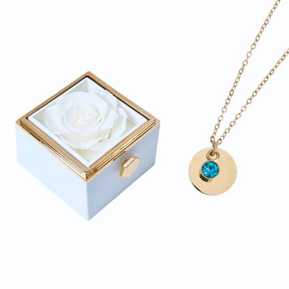 Caja Rosa Eterna & Collar Disco Personalizado