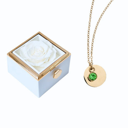 Caja Rosa Eterna & Collar Disco Personalizado