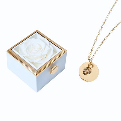 Caja Rosa Eterna & Collar Disco Personalizado