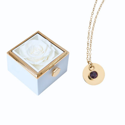 Caja Rosa Eterna & Collar Disco Personalizado