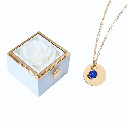 Caja Rosa Eterna & Collar Disco Personalizado
