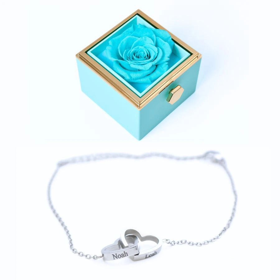Roses Éternelles & Bracelet Personnalisé