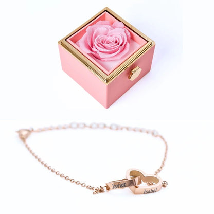 Roses Éternelles & Bracelet Personnalisé