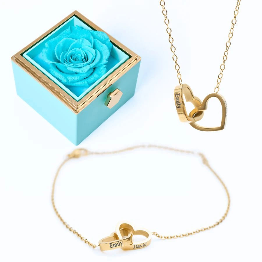 Rose Éternelle & Bracelet & Collier Personnalisés
