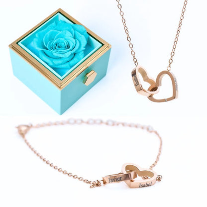 Rose Éternelle & Bracelet & Collier Personnalisés