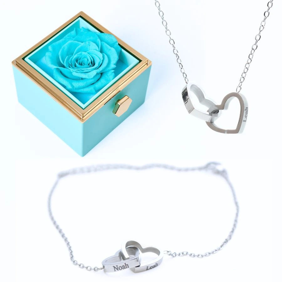 Rose Éternelle & Bracelet & Collier Personnalisés