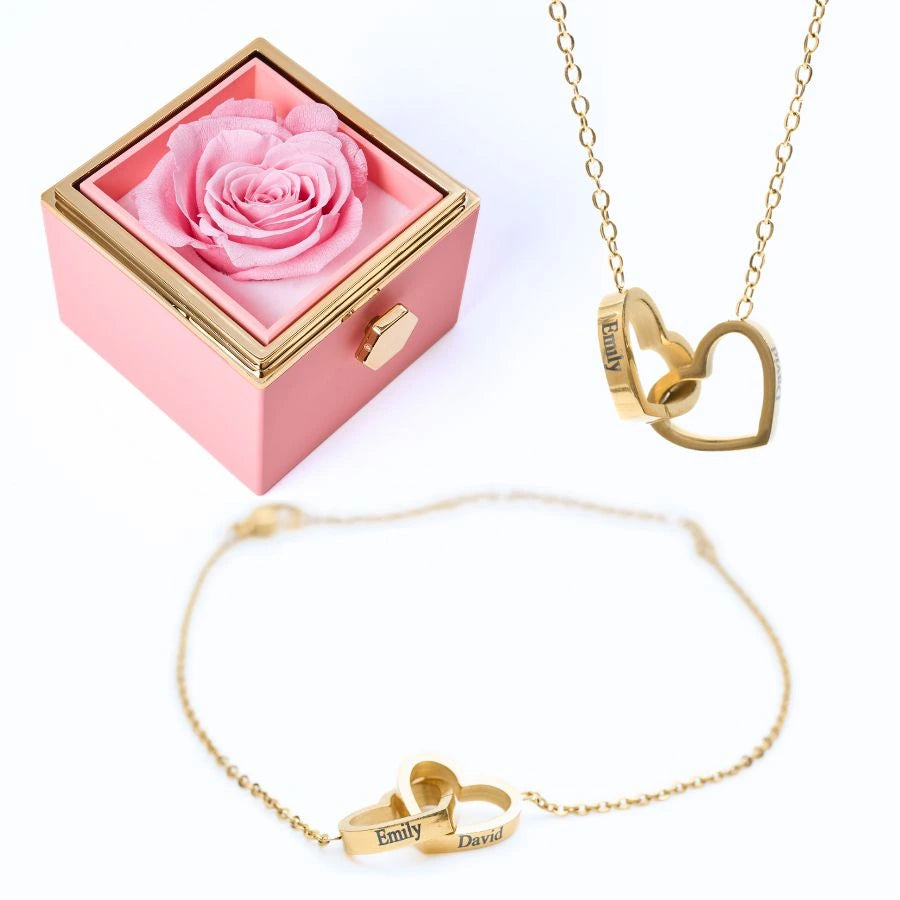Rose Éternelle & Bracelet & Collier Personnalisés