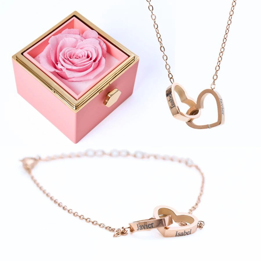 Rose Éternelle & Bracelet & Collier Personnalisés