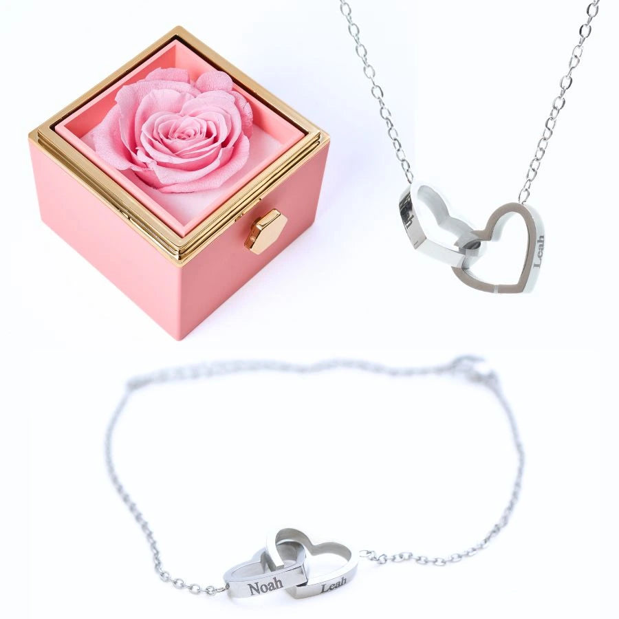 Rose Éternelle & Bracelet & Collier Personnalisés