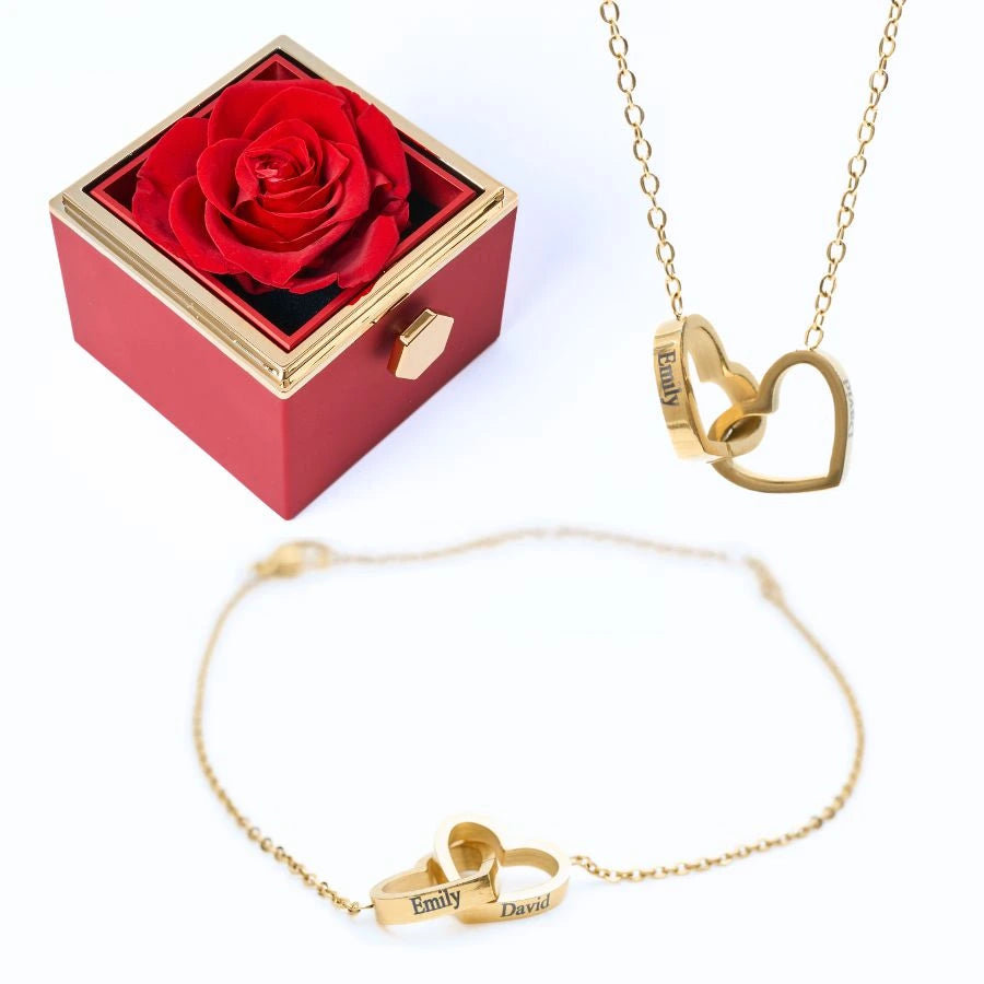Rose Éternelle & Bracelet & Collier Personnalisés