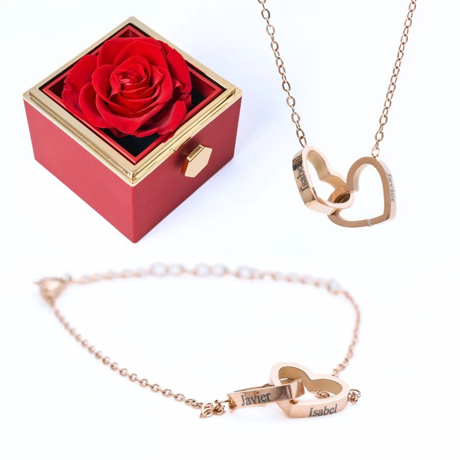 Rose Éternelle & Bracelet & Collier Personnalisés