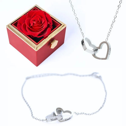 Rose Éternelle & Bracelet & Collier Personnalisés