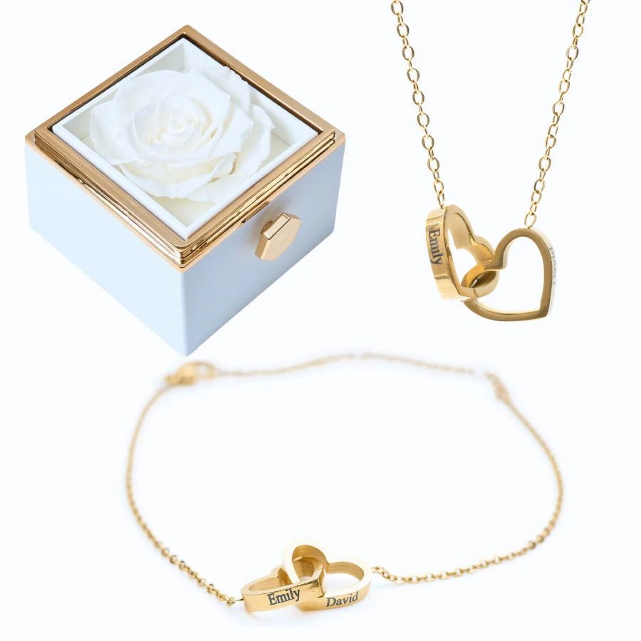 Rose Éternelle & Bracelet & Collier Personnalisés