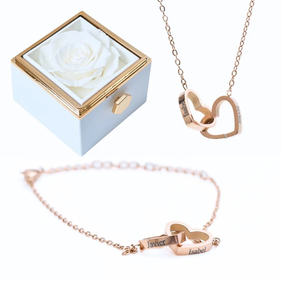 Rose Éternelle & Bracelet & Collier Personnalisés
