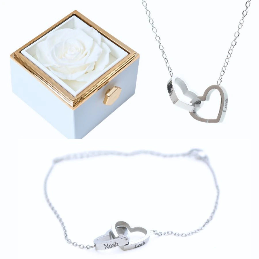 Rose Éternelle & Bracelet & Collier Personnalisés
