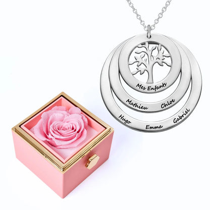 Rose Éternelle & Collier Arbre de Vie Personnalisé
