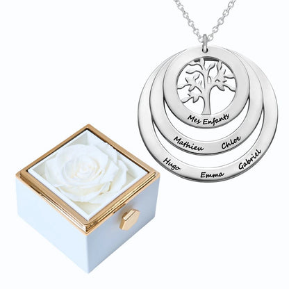 Rose Éternelle & Collier Arbre de Vie Personnalisé