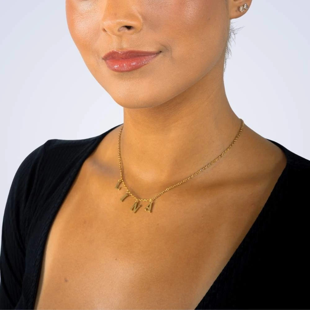 Collier Prénom Initiales Suspendues Personnalisé