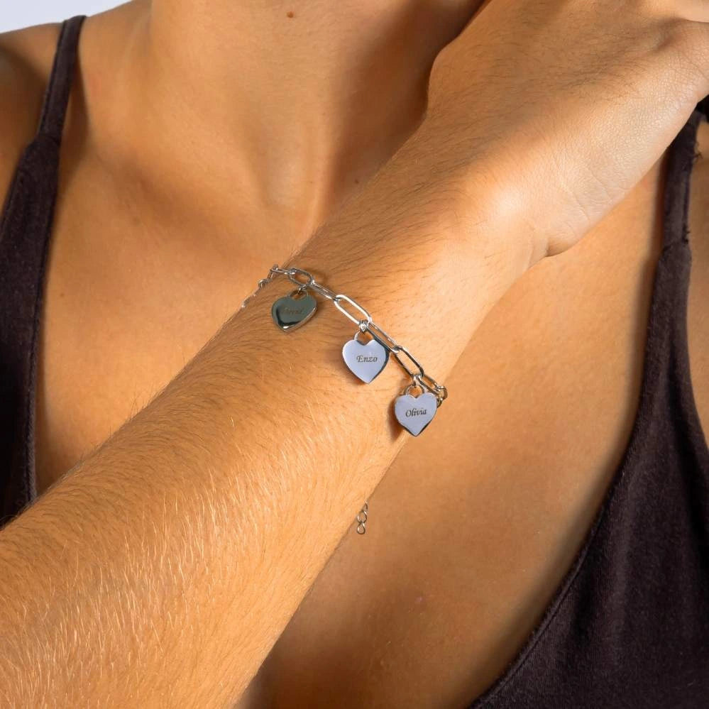 Bracelet Personnalisé à Cœurs Multiples