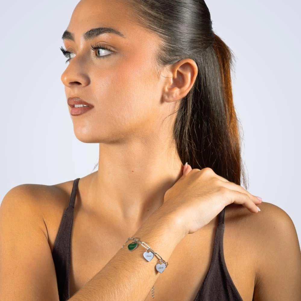 Bracelet Personnalisé à Cœurs Multiples