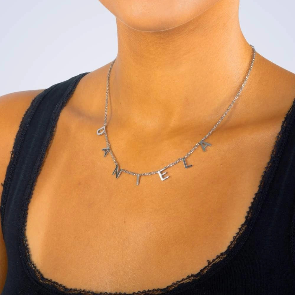 Collier Choker Initiales Lettres Suspendues