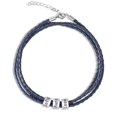 Men’s Personalized Faux Leather Bracelet