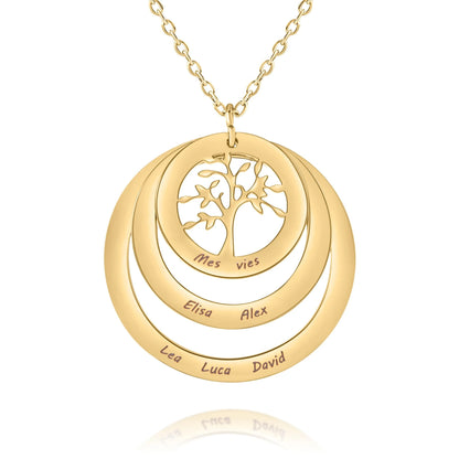 Personalized Family Tree Circle Necklace