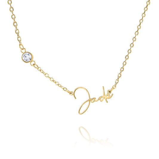 Script Name Necklace with Sparkle Stone