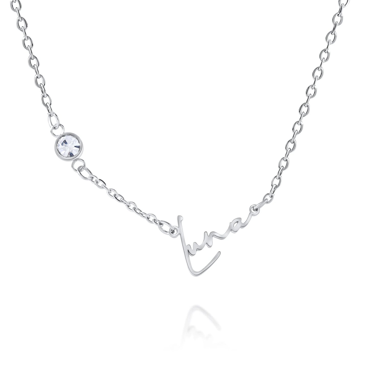 Script Name Necklace with Sparkle Stone