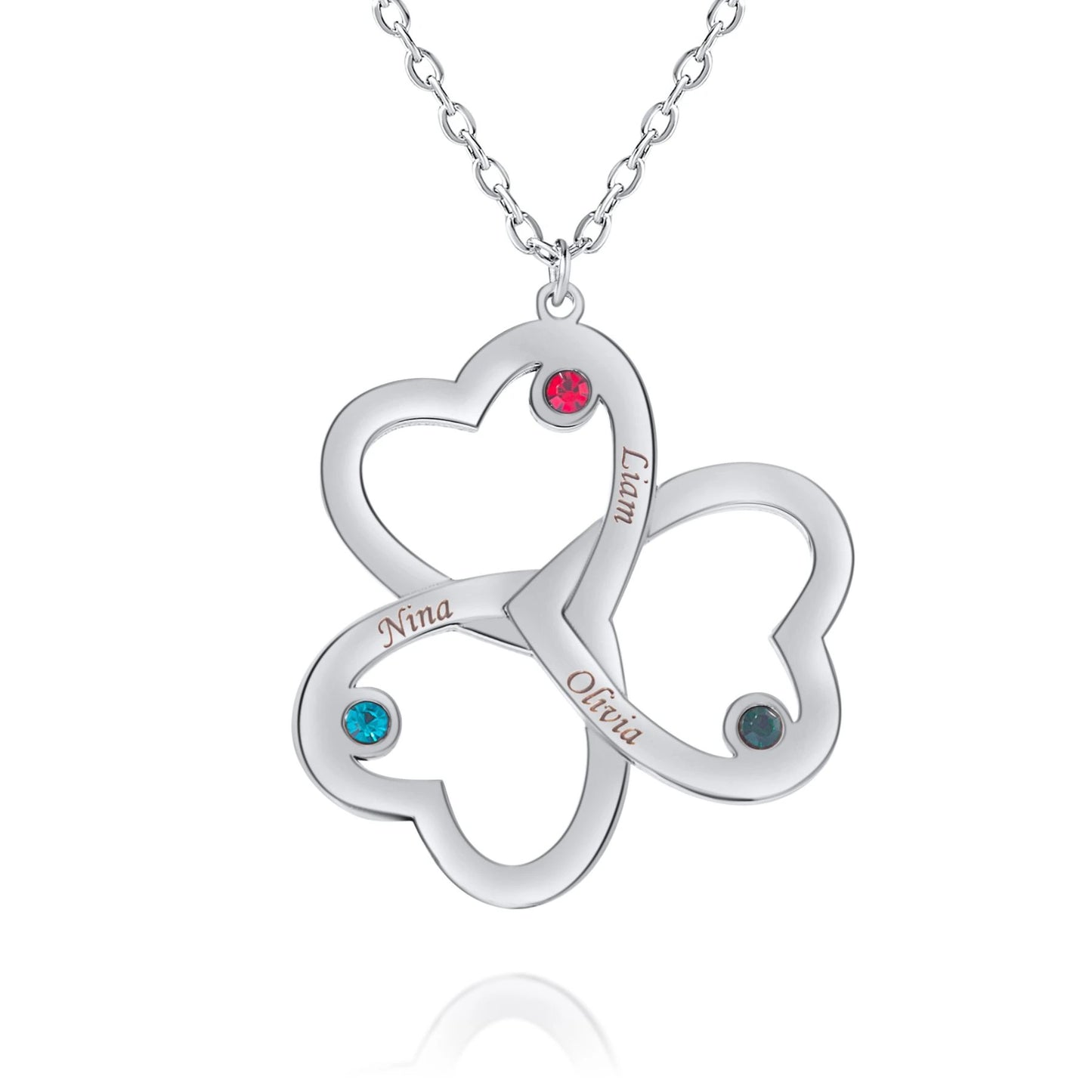 Personalized Heart Necklace with Name & Birthstone