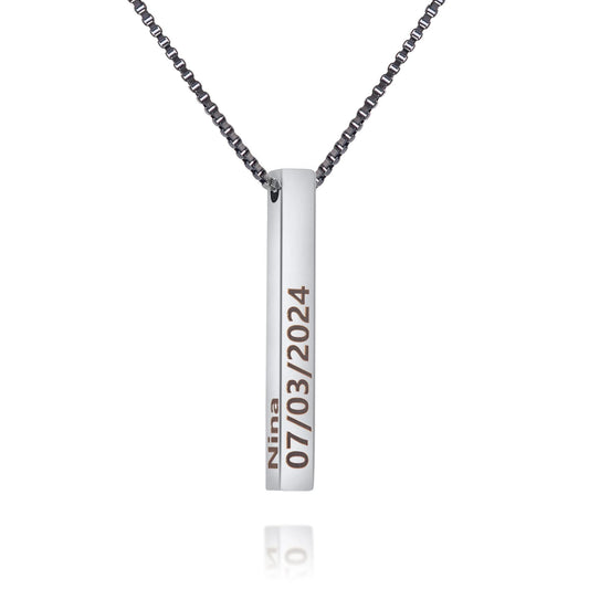 Men’s Personalized 3D Bar Necklace