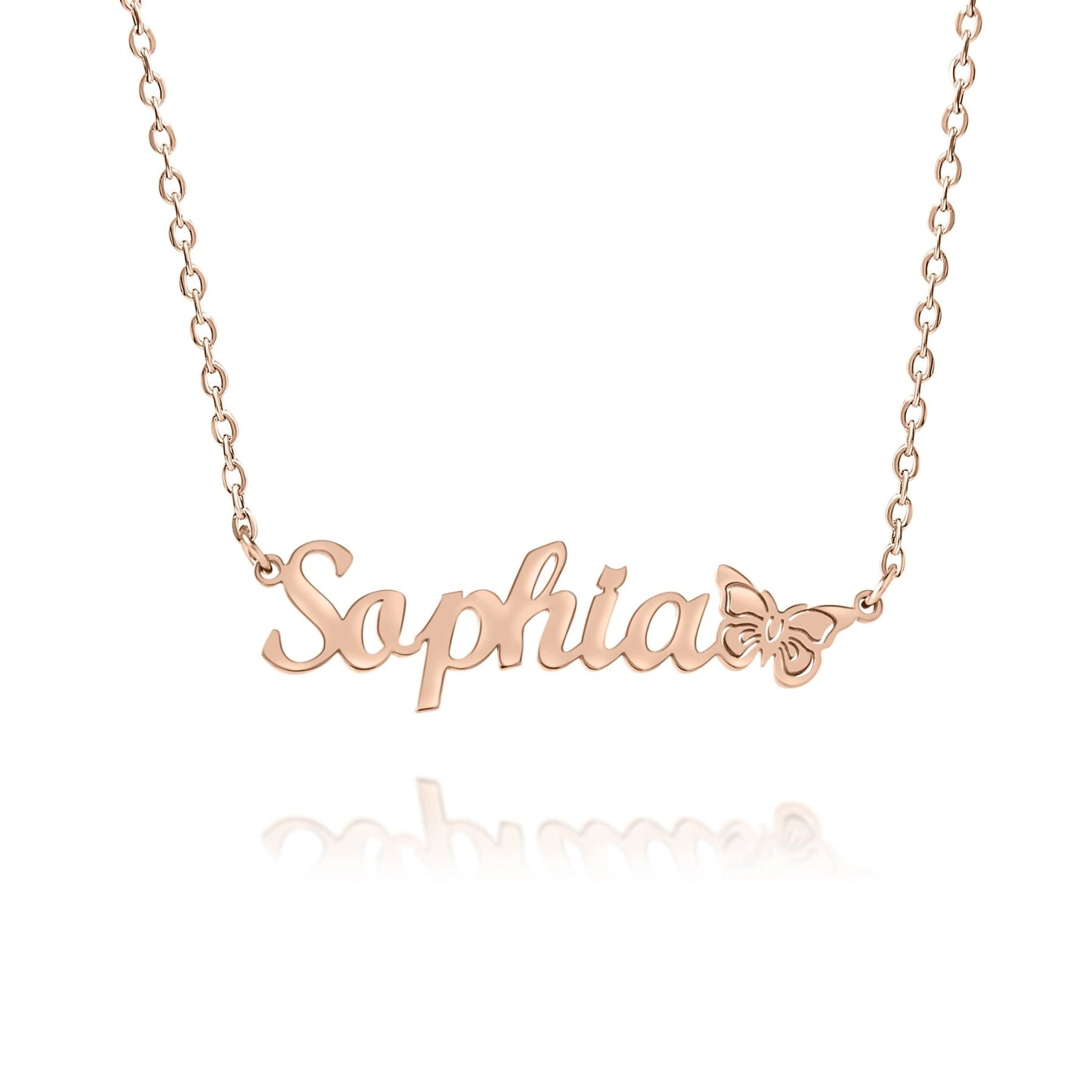 Collar con Nombre y Mariposa Personalizado