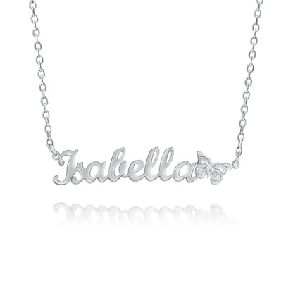 Collar con Nombre y Mariposa Personalizado