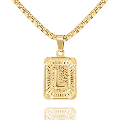 Square Initial Pendant Necklace