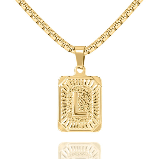 Square Initial Pendant Necklace