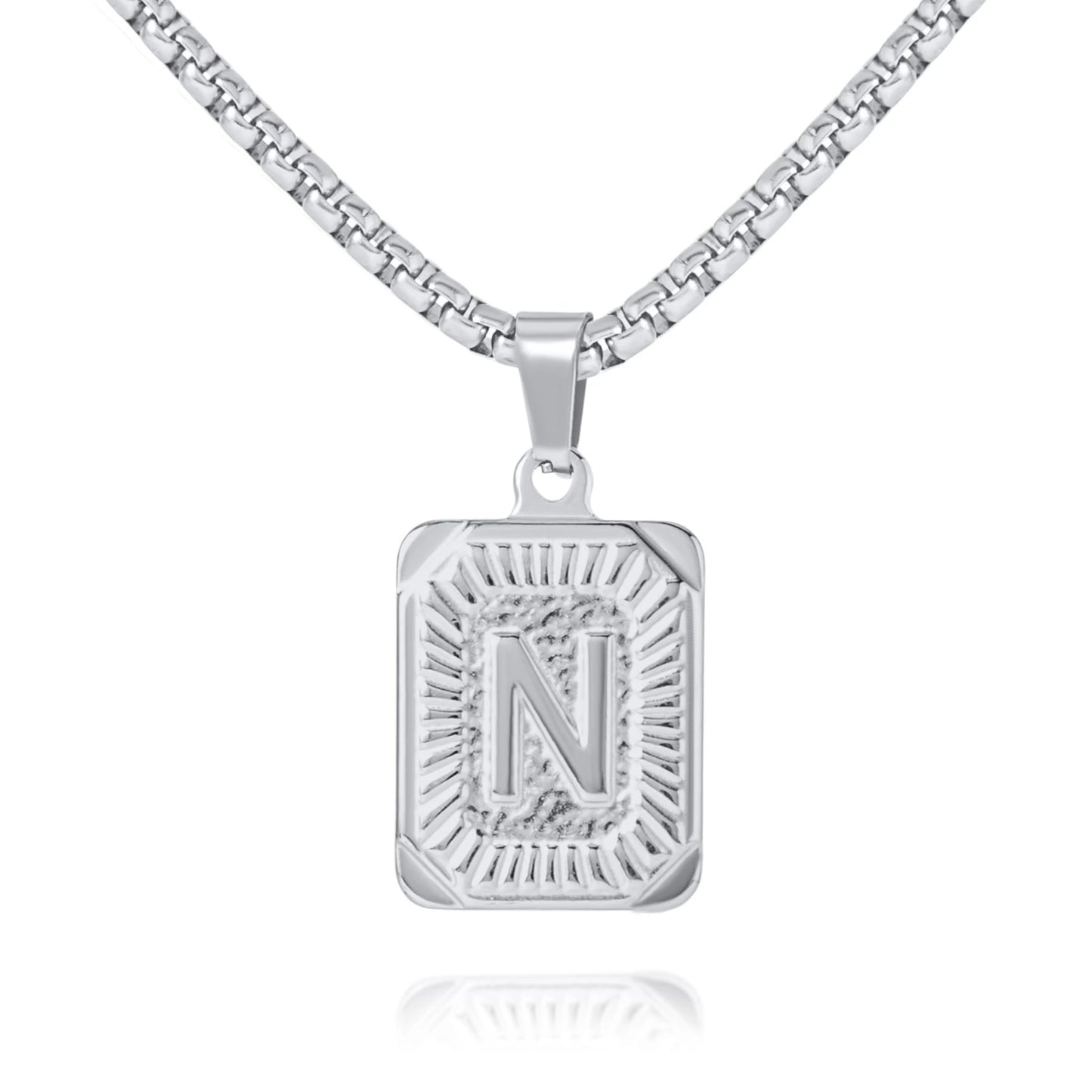 Square Initial Pendant Necklace